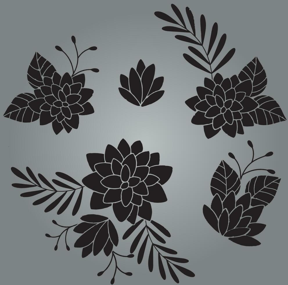 floral vines and leaves pattern for embroidery or cut out vector