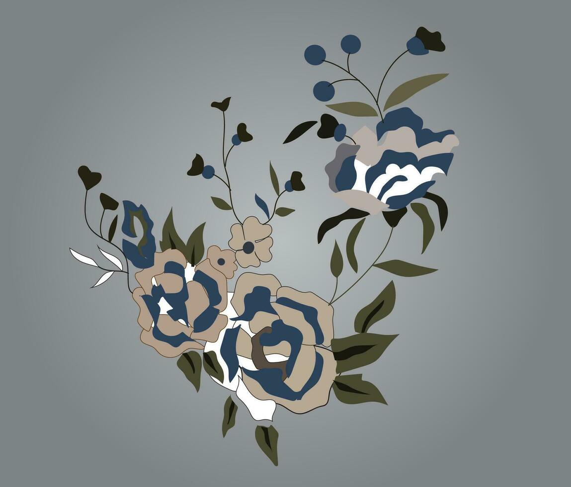 floral vector pattern , leaf and flowers for cut out and embroidery