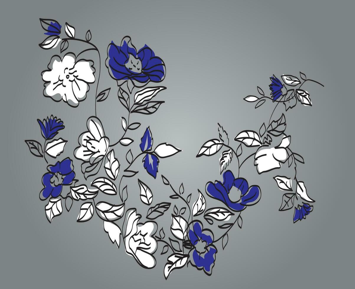 floral vector modelo , hoja y flores para cortar fuera y bordado