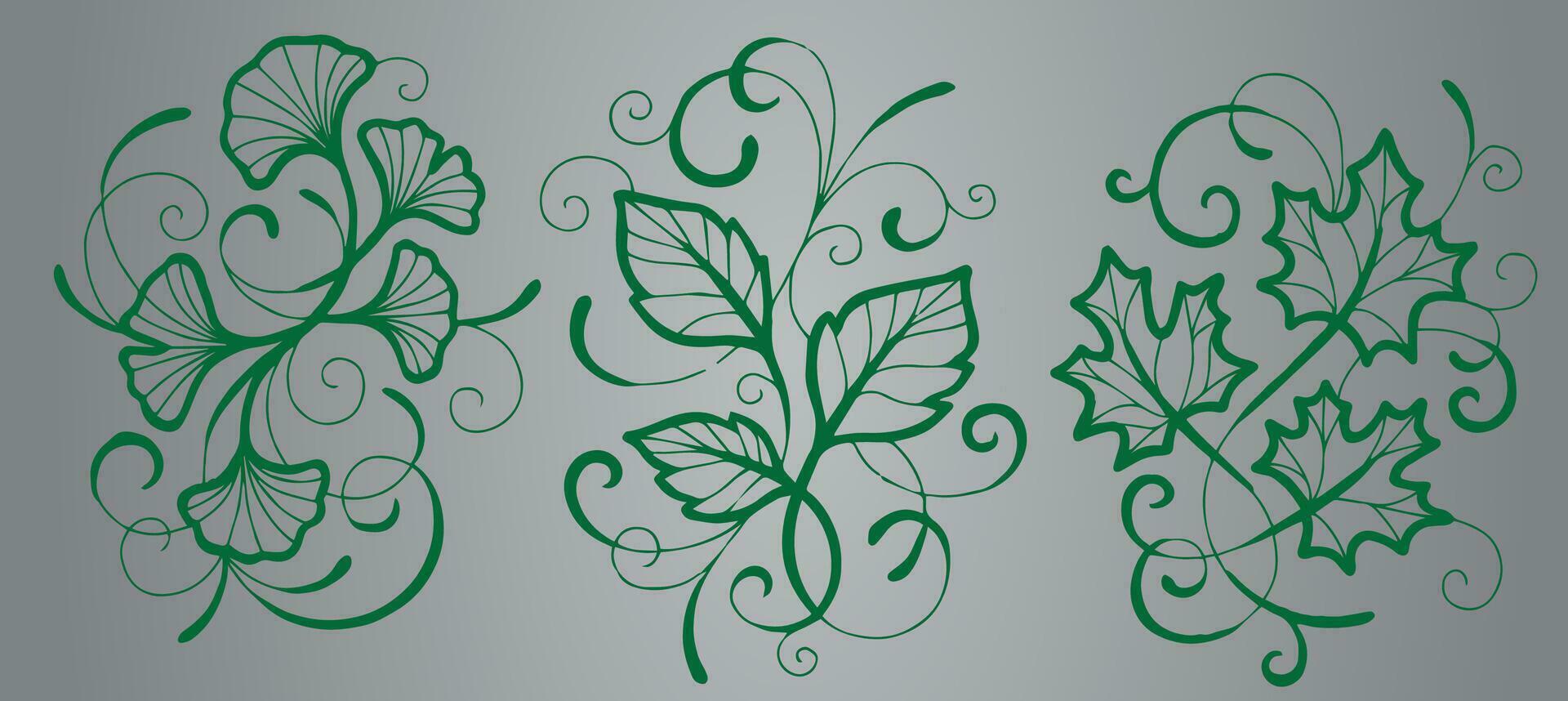 Leaf and Leaves Vector Illustration for Cut out pattern