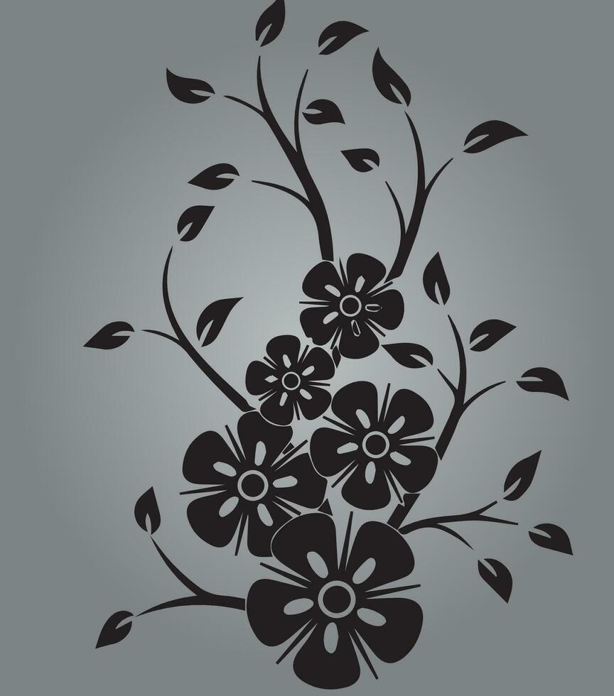 floral negro y blanco vector modelo