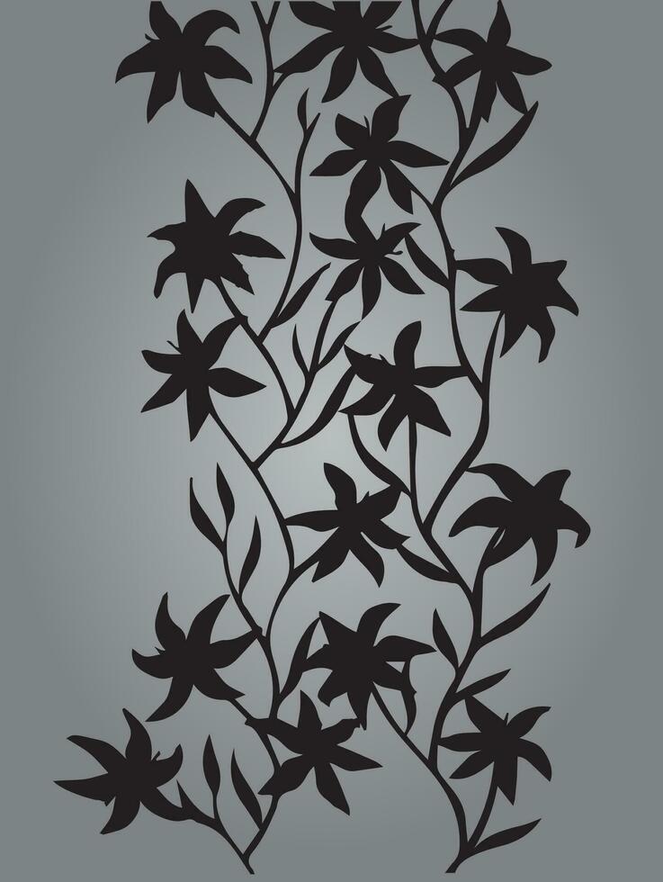 vides y flor negro y blanco vector modelo bordado