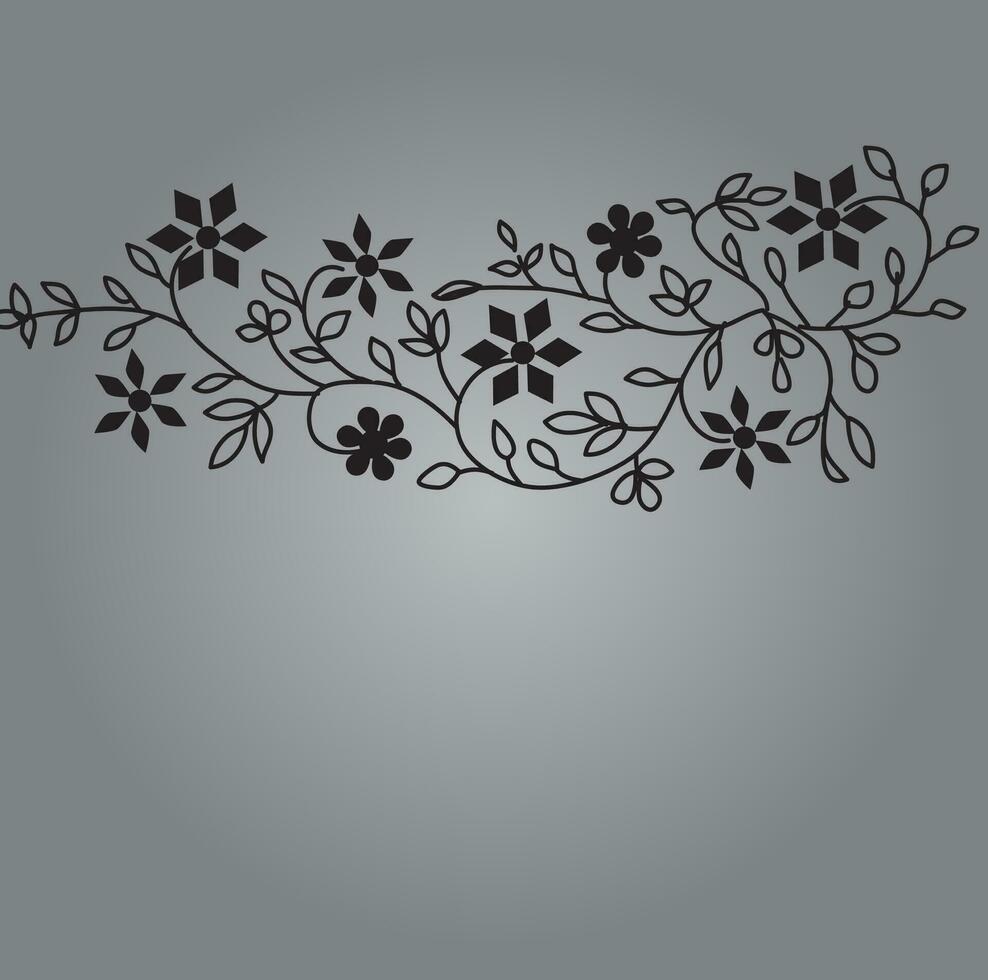 Floral Black and White Vector Pattern