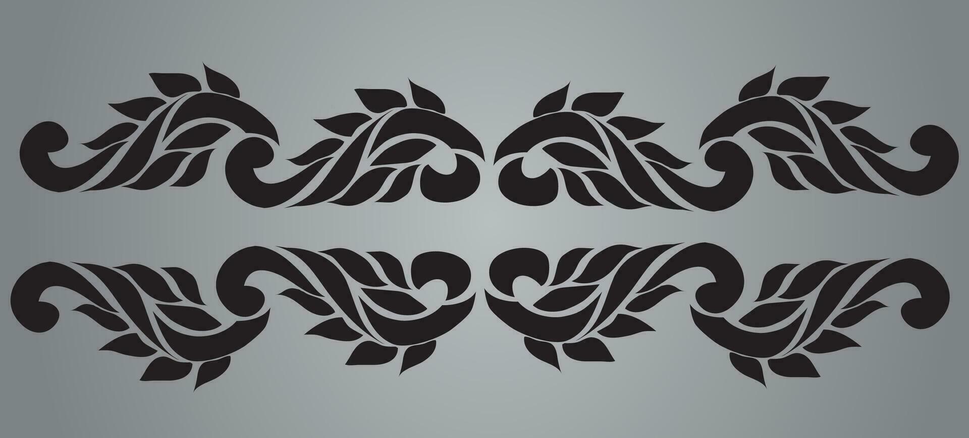 Vines and Flower black and white Vector Pattern Embroidery