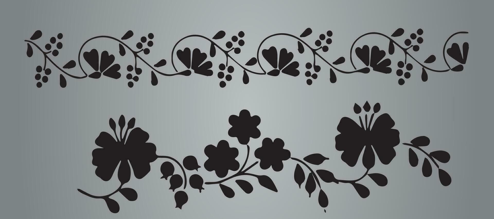 Floral Black and White Vector Pattern