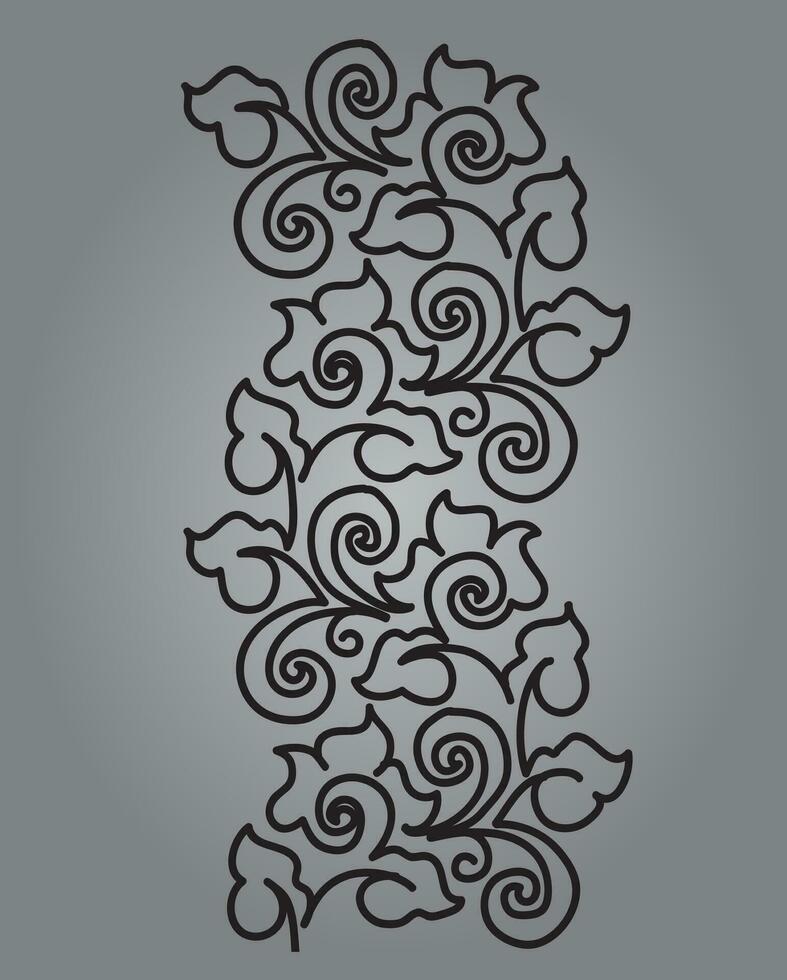 Vines and Flower black and white Vector Pattern Embroidery