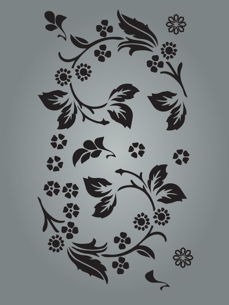 Floral Black and White Vector Pattern