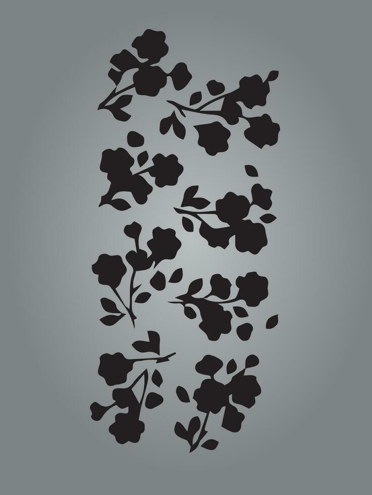 Floral Black and White Vector Pattern