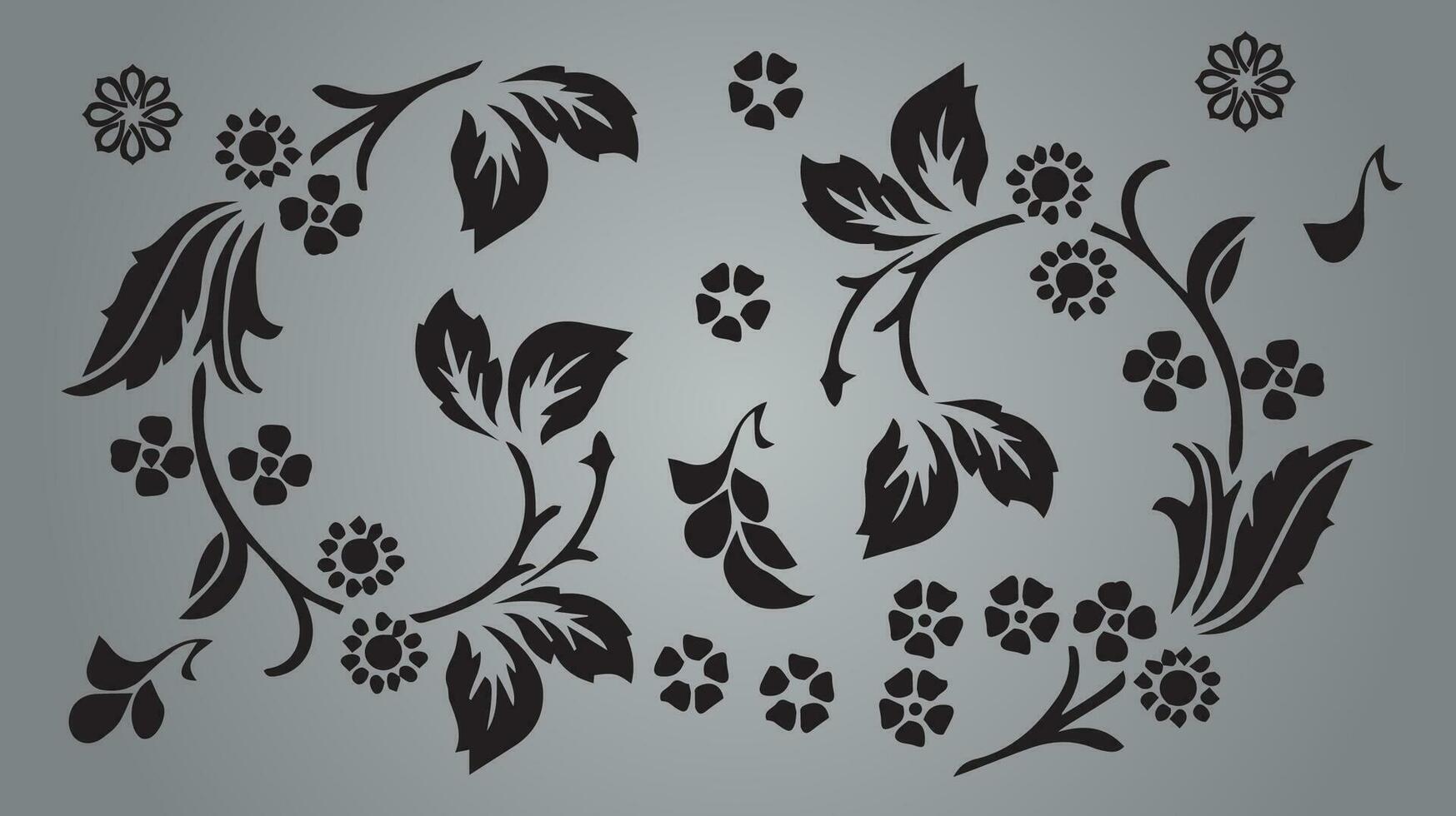 Floral Black and White Vector Pattern