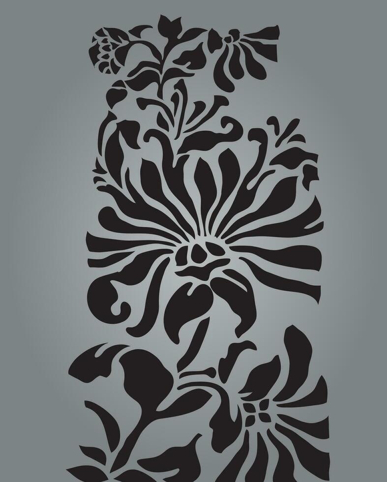 Floral Black and White Vector Pattern