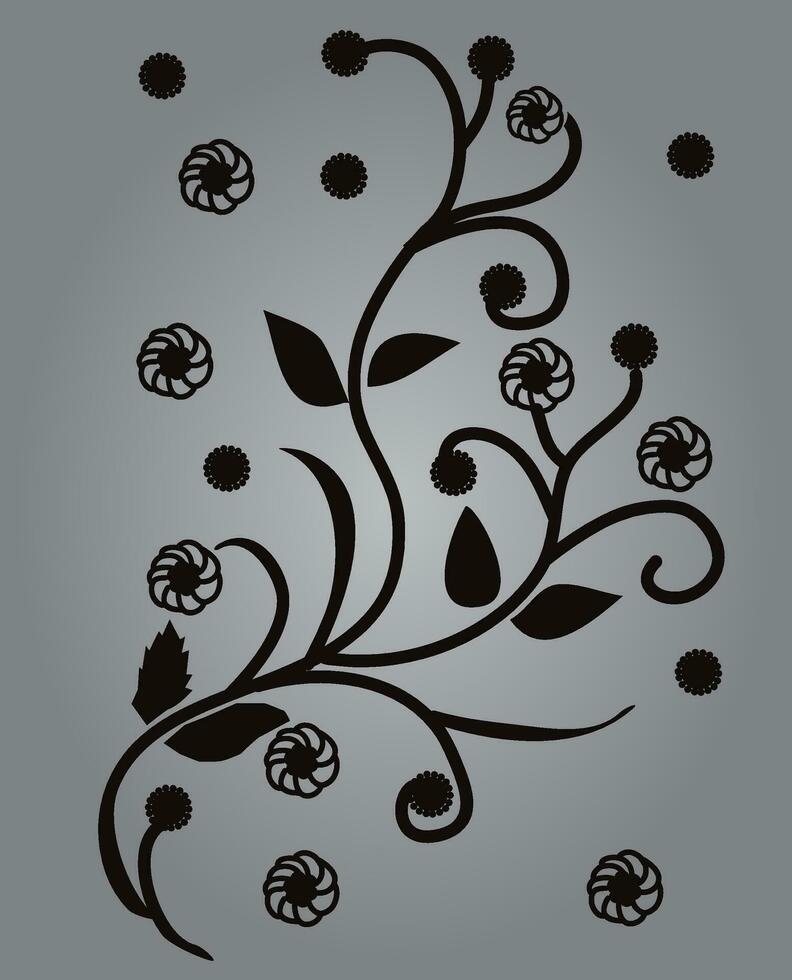 Floral Black and White Vector Pattern