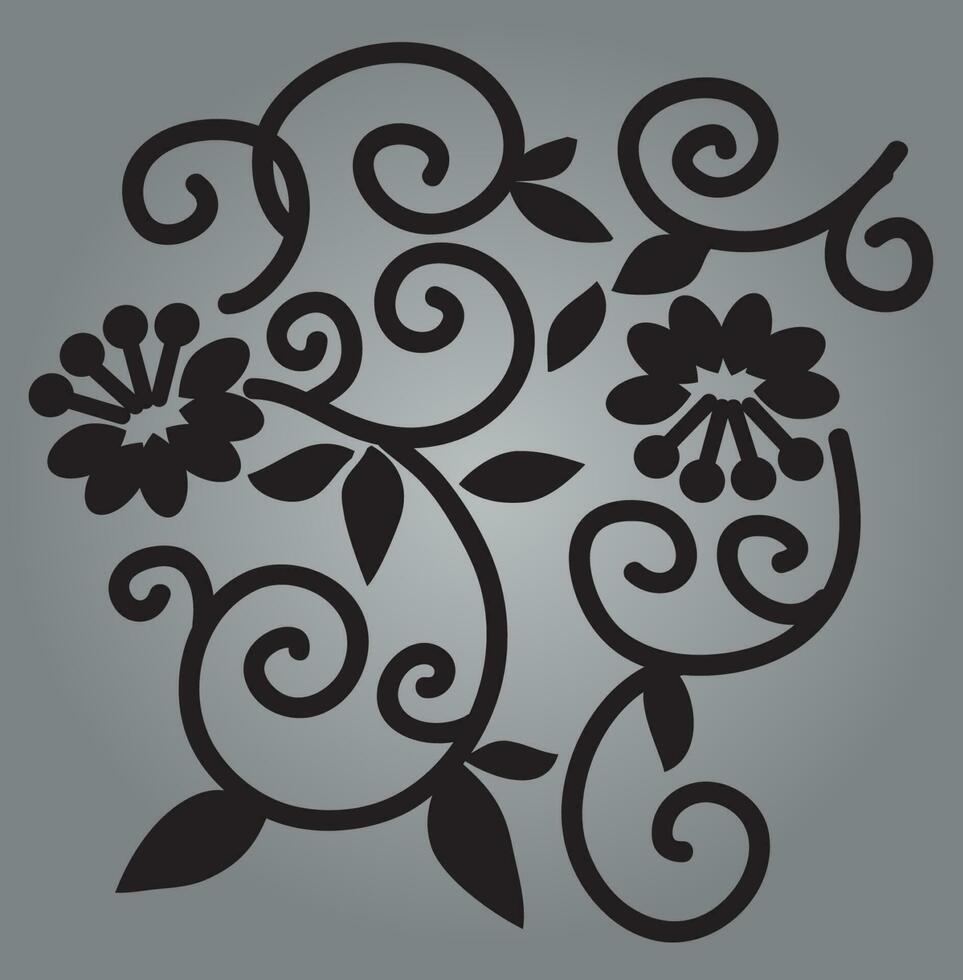 Floral Black and White Vector Pattern