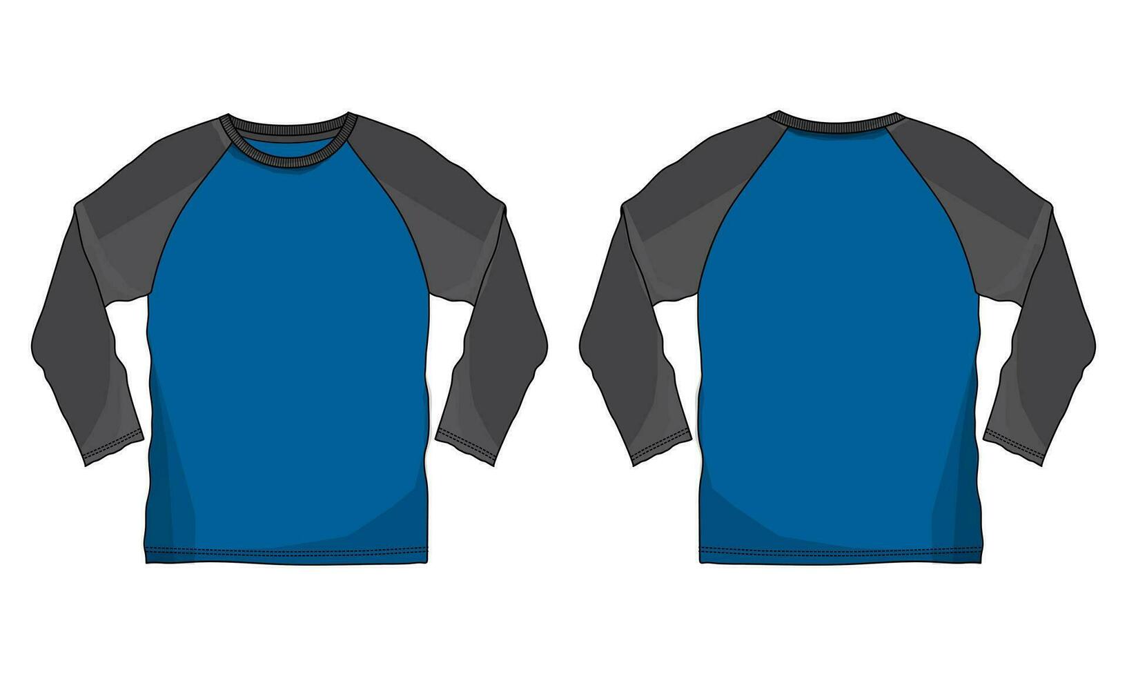 Long sleeve T shirt vector illustration template front and back views