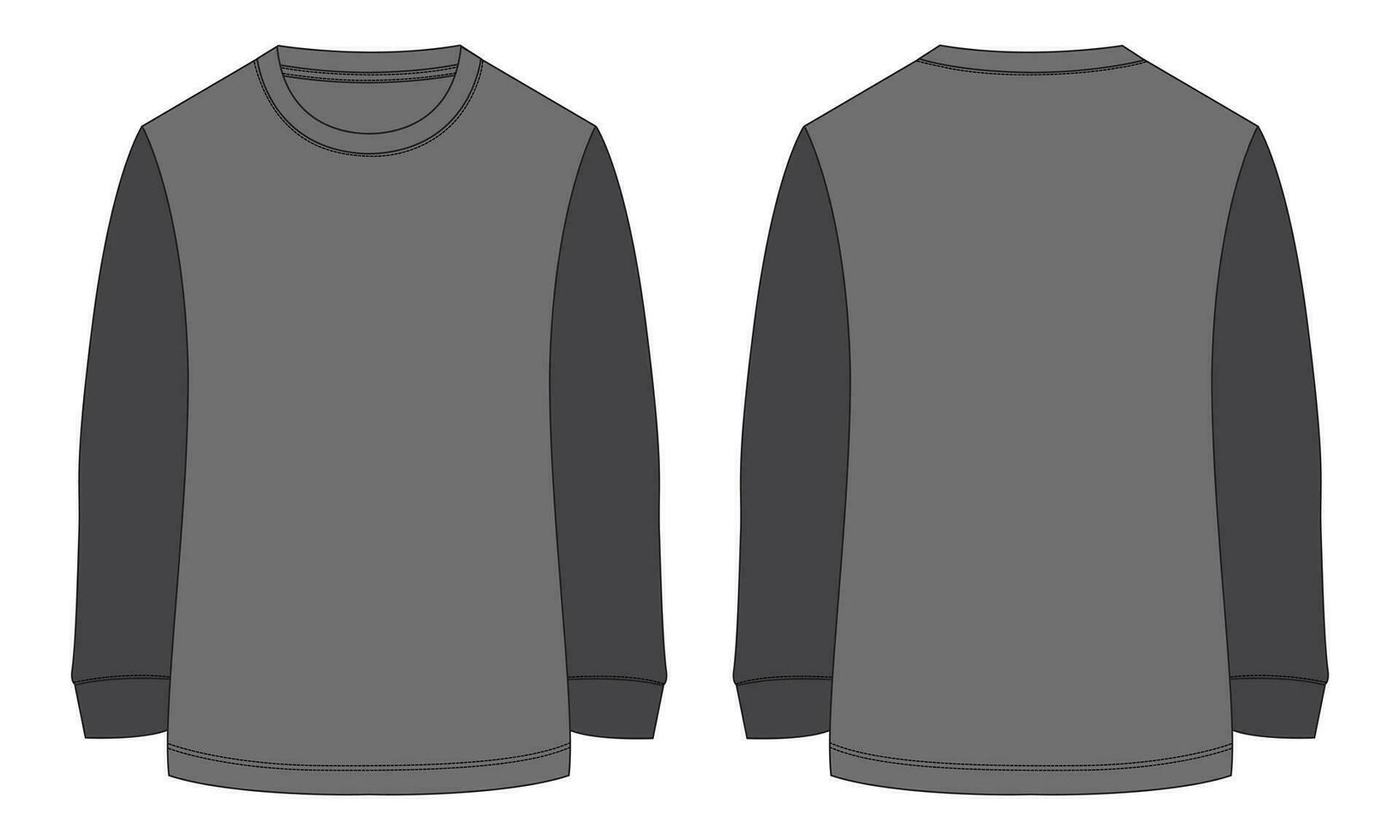 Long sleeve T shirt vector illustration template front and back views ...