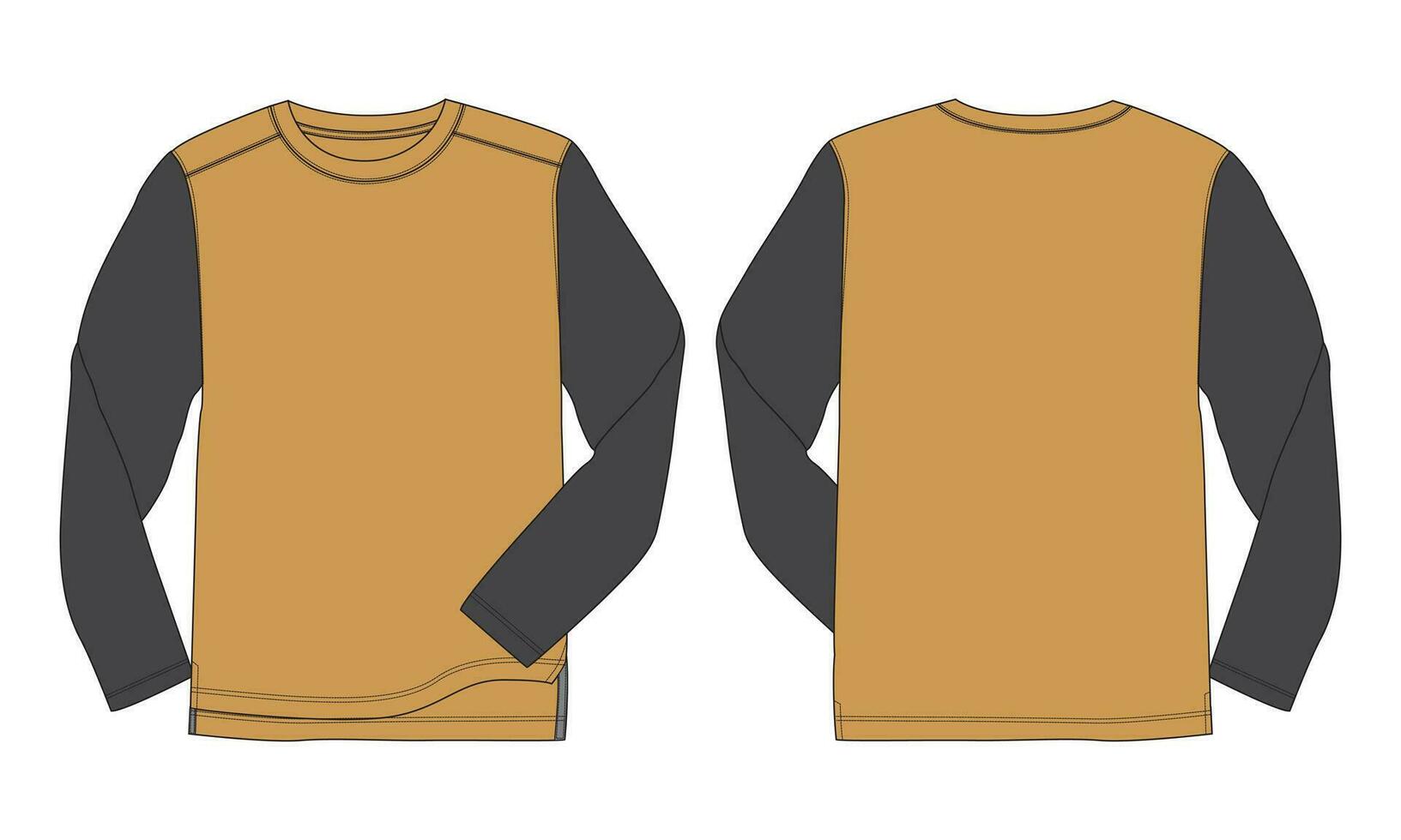 Long sleeve T shirt vector illustration template front and back views
