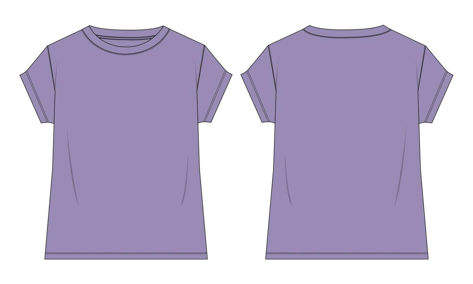 Short sleeve t shirt vector illustration template for baby girls and ladies