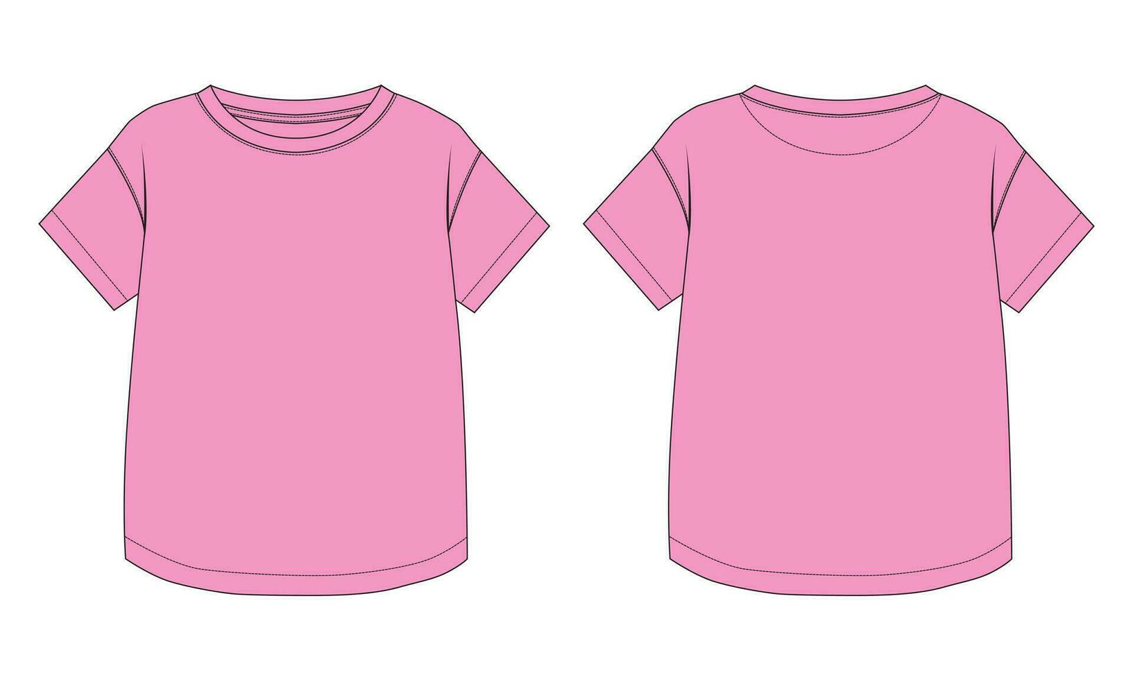 Short sleeve t shirt vector illustration template for baby girls and ladies