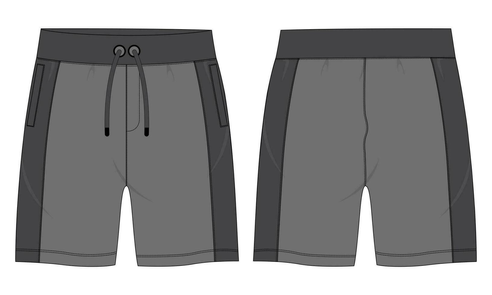 Fleece fabric Jogger Sweat shorts pants vector illustration template front, back Views
