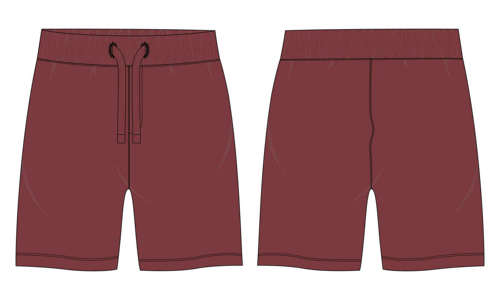 Fleece fabric Jogger Sweat shorts pants vector illustration template front, back Views