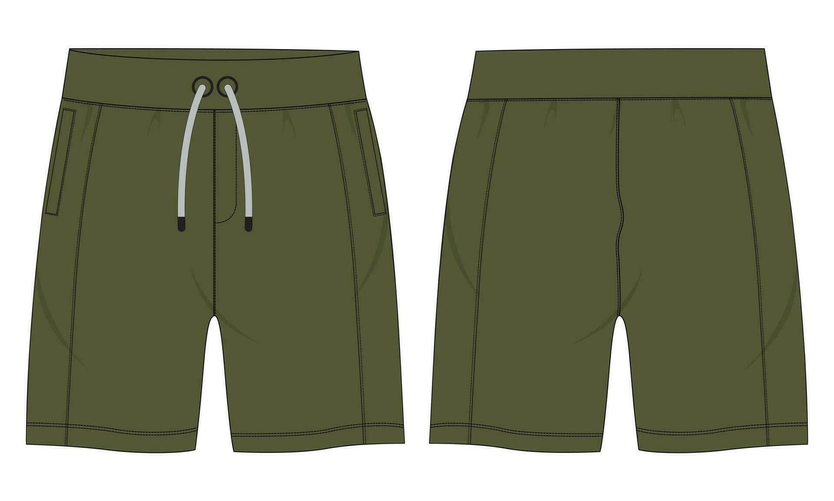 Fleece fabric Jogger Sweat shorts pants vector illustration template front, back Views