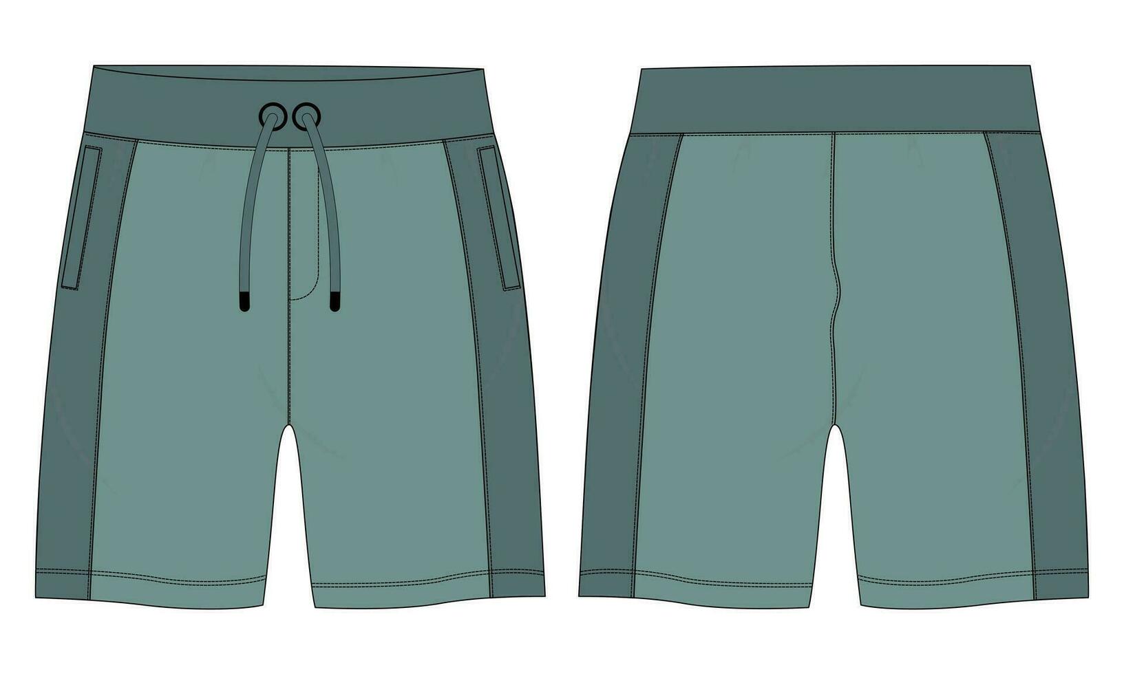 Fleece fabric Jogger Sweat shorts pants vector illustration template front, back Views