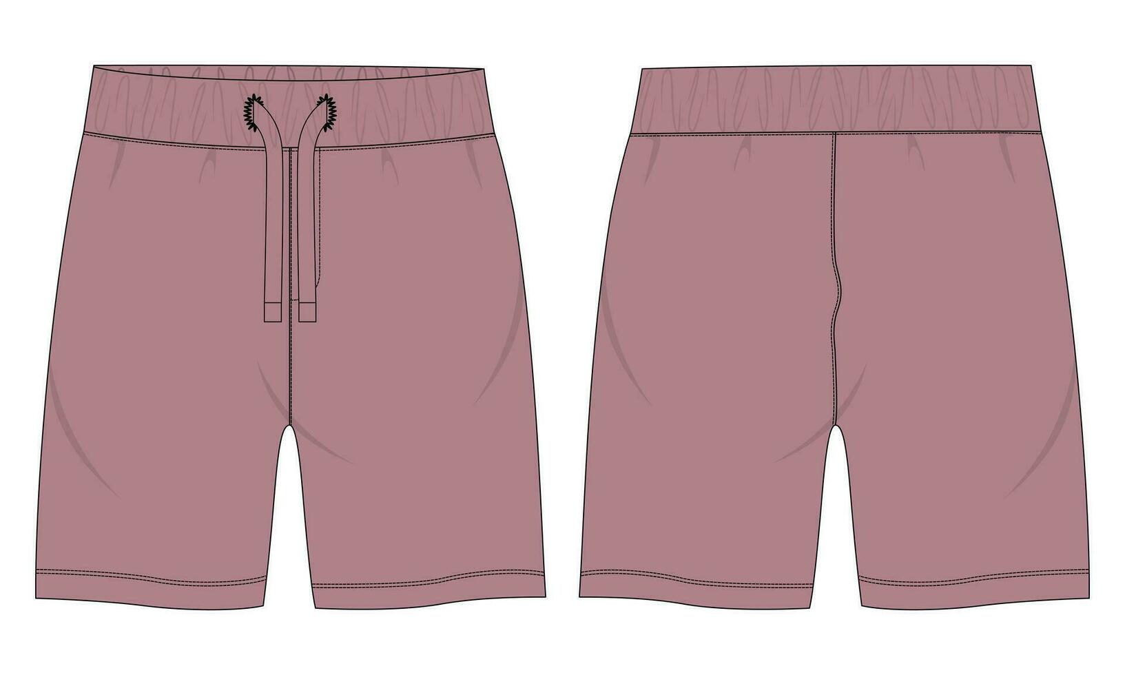 Fleece fabric Jogger Sweat shorts pants vector illustration template front, back Views