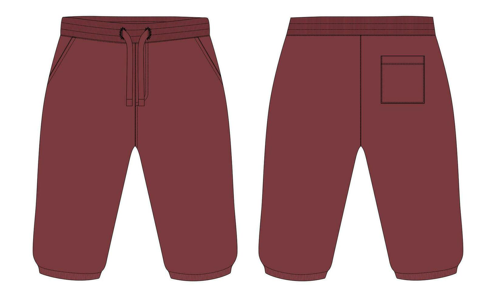 Fleece fabric Jogger Sweatpants vector illustration template front, back Views