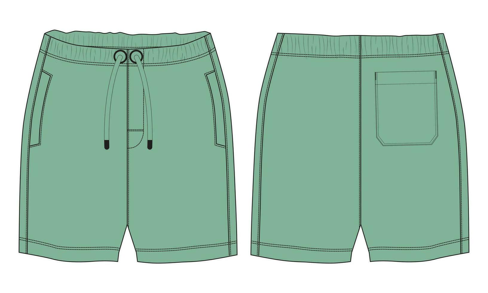 Fleece fabric Jogger Sweat shorts pants vector illustration template front, back Views