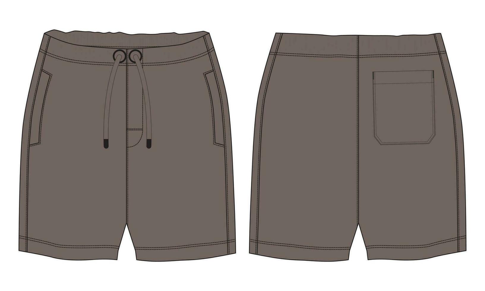 Fleece fabric Jogger Sweat shorts pants vector illustration template front, back Views