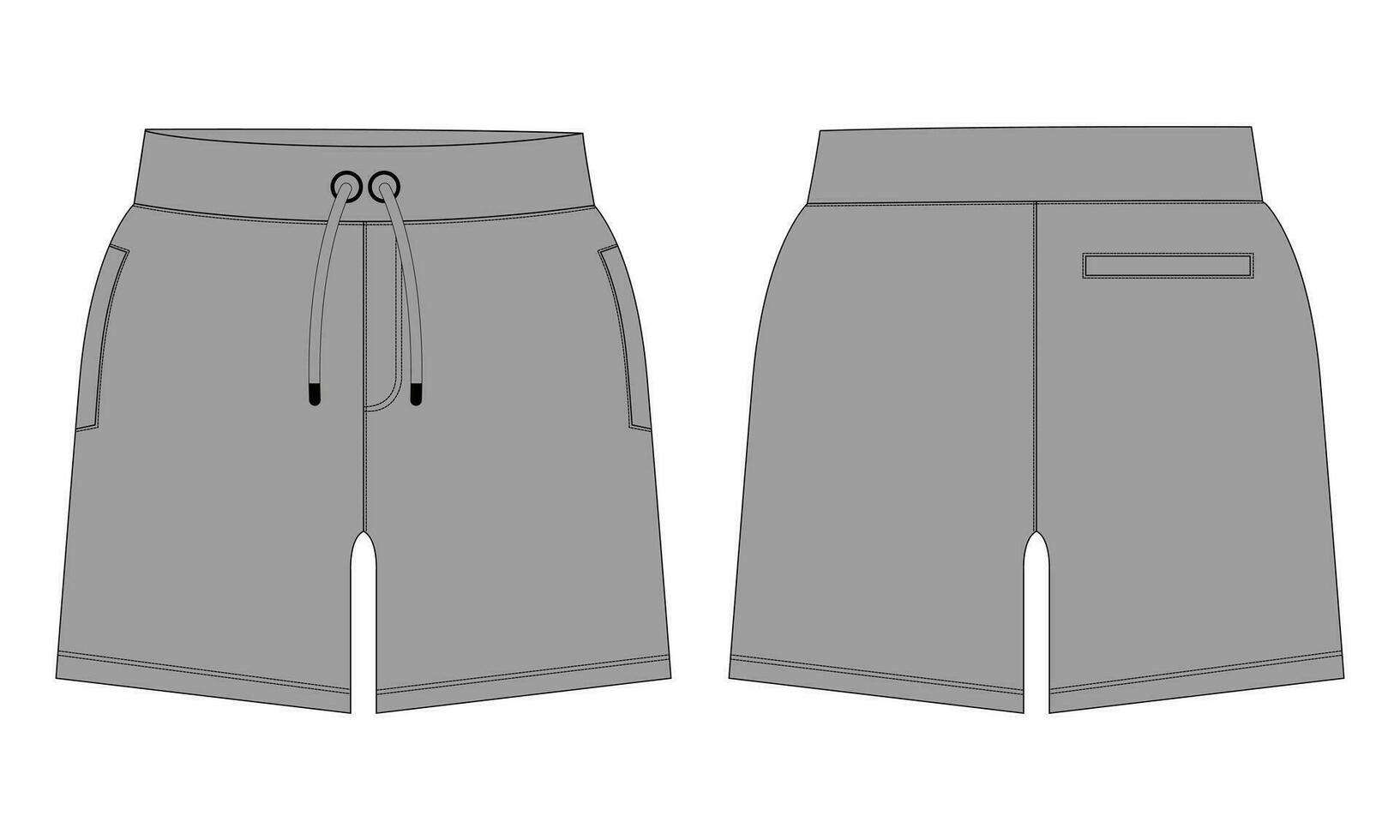 Fleece fabric Jogger Sweat shorts pants vector illustration template front, back Views