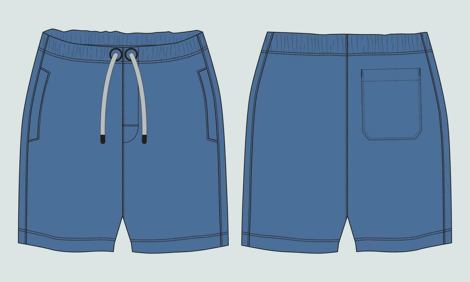 Fleece fabric Jogger Sweat shorts pants vector illustration template front, back Views
