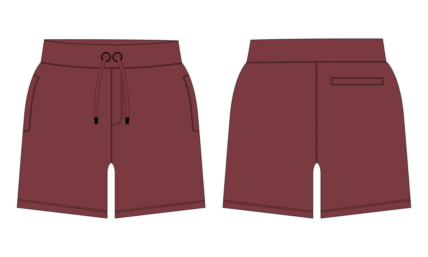 Fleece fabric Jogger Sweat shorts pants vector illustration template front, back Views