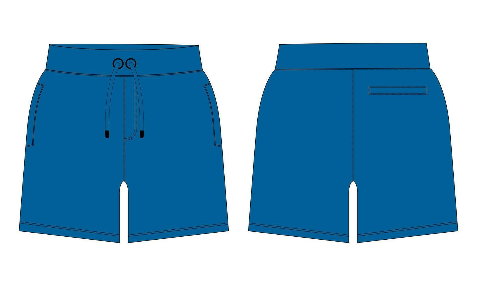 Fleece fabric Jogger Sweat shorts pants vector illustration template front, back Views