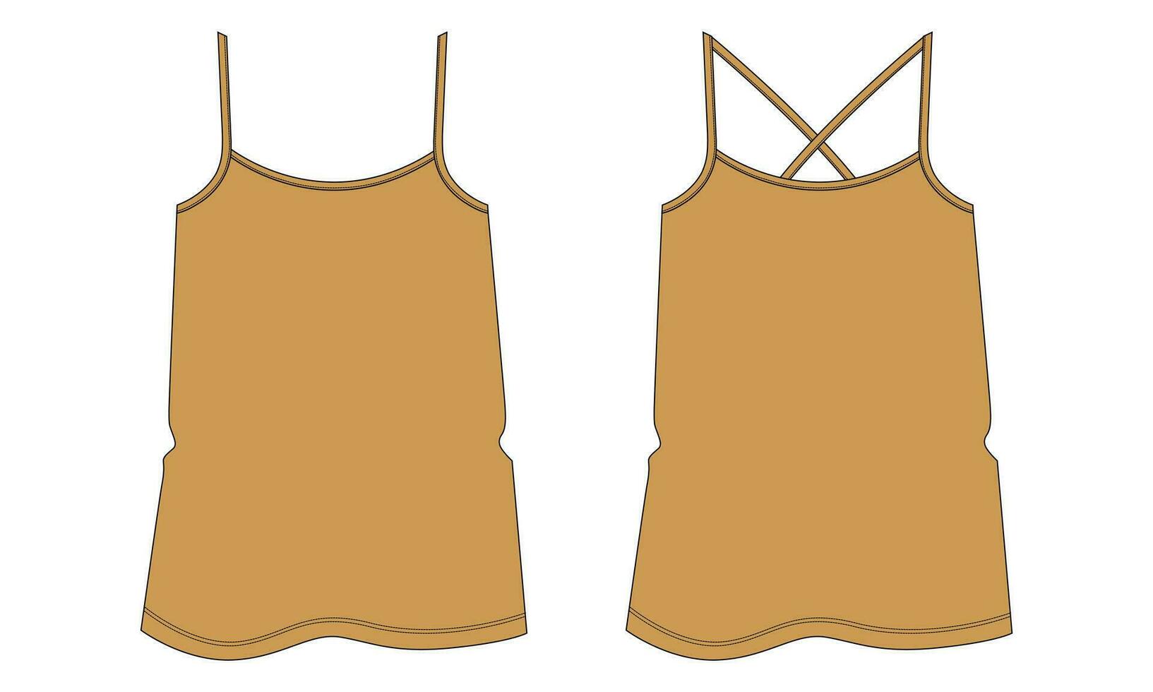 Ladies tank top tops vector illustration template front and back views isolated on white background