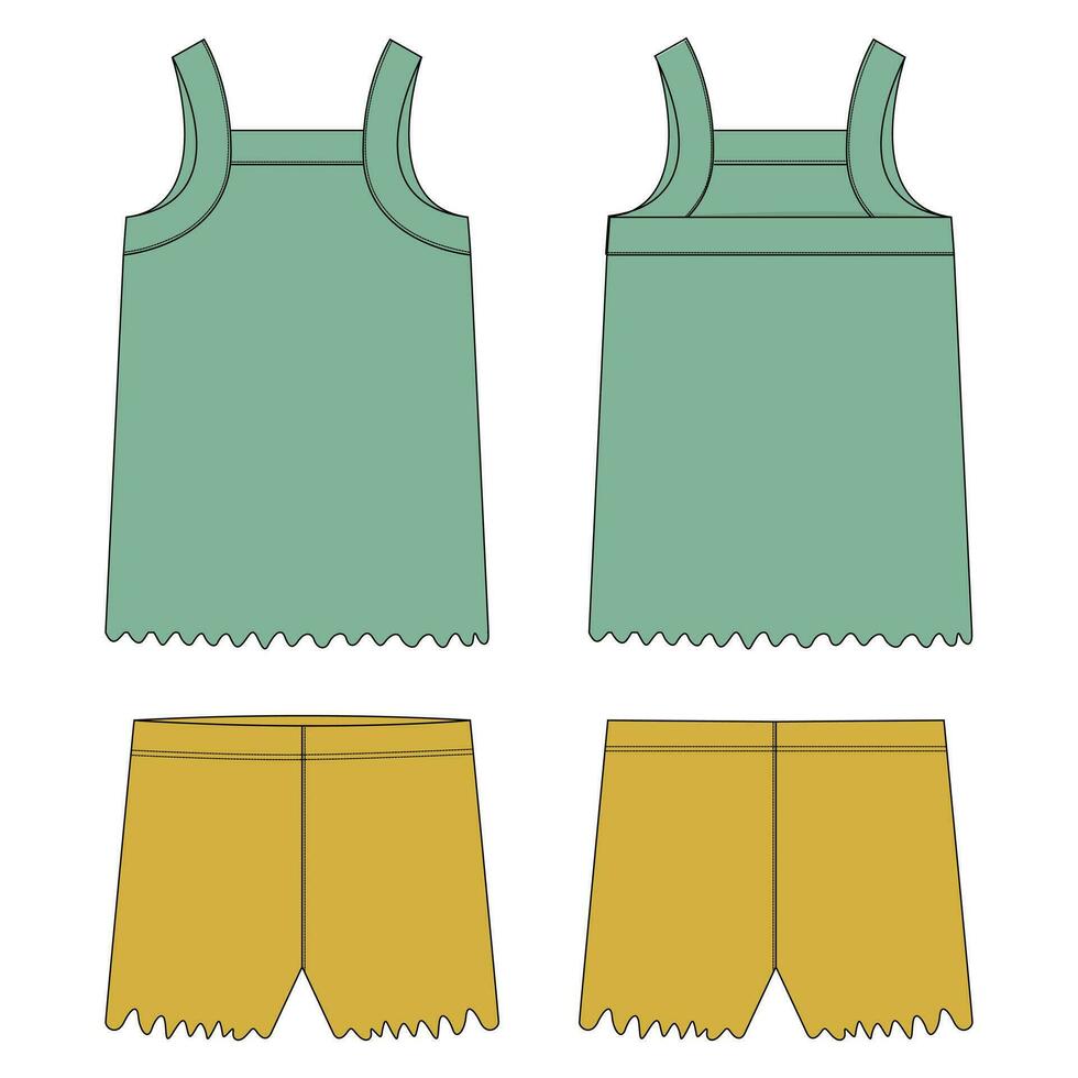 Sleeveless tops with shorts vector illustration template for kids