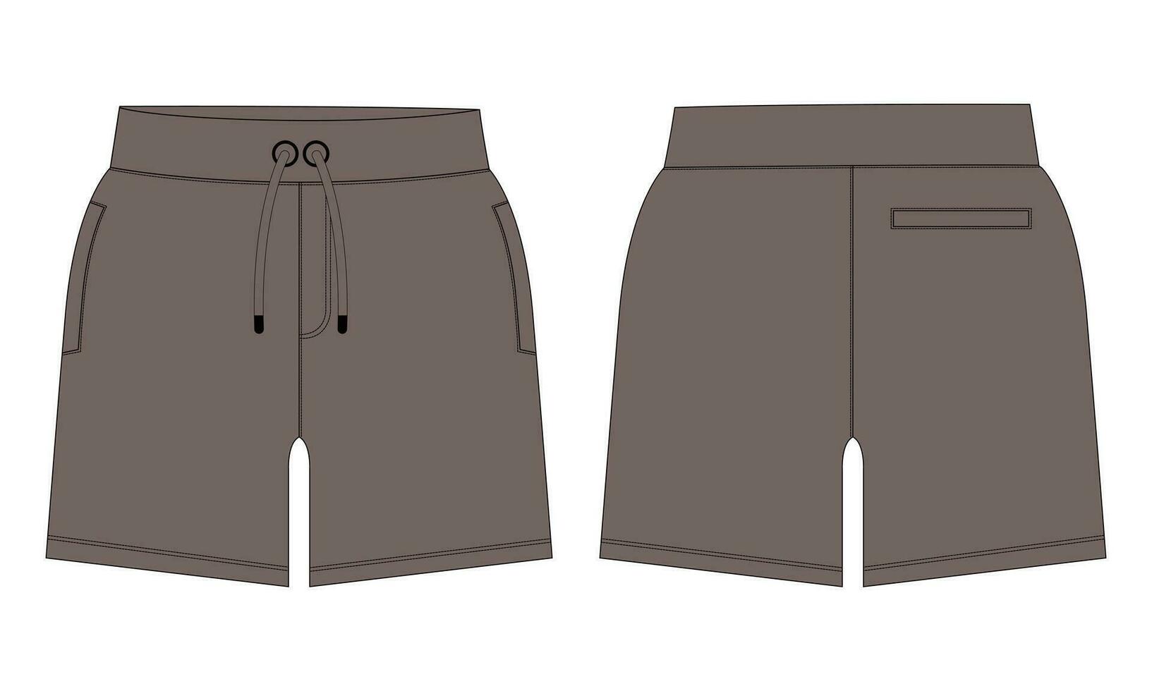 Fleece fabric Jogger Sweat shorts pants vector illustration template front, back Views