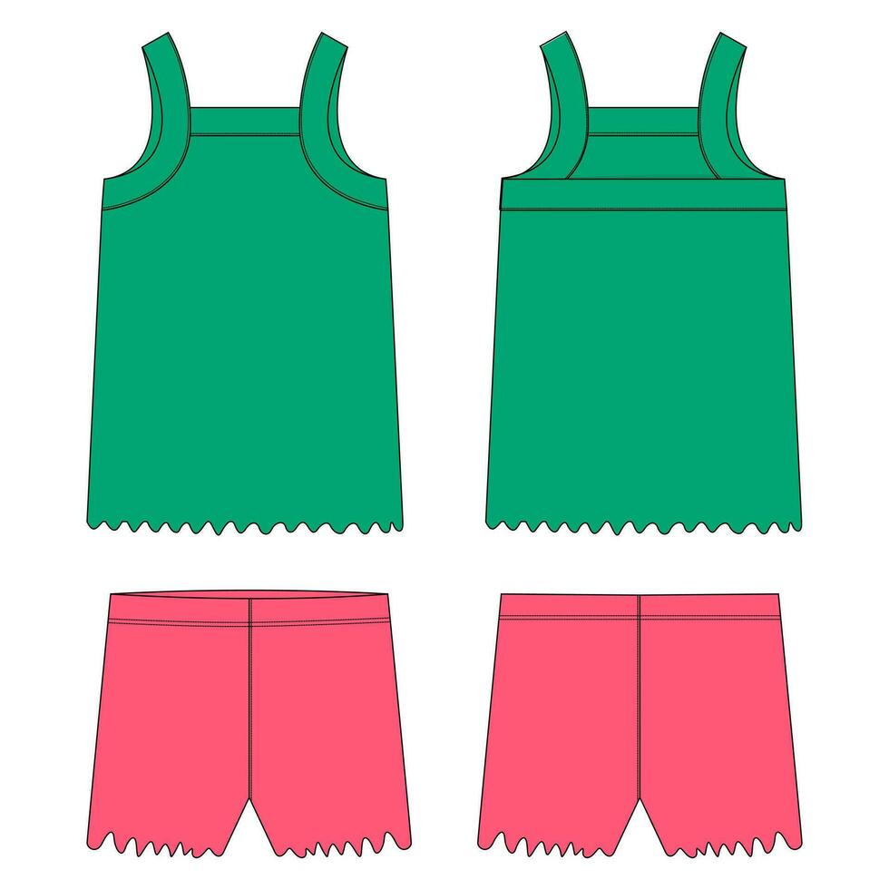 Sleeveless tops with shorts vector illustration template for kids