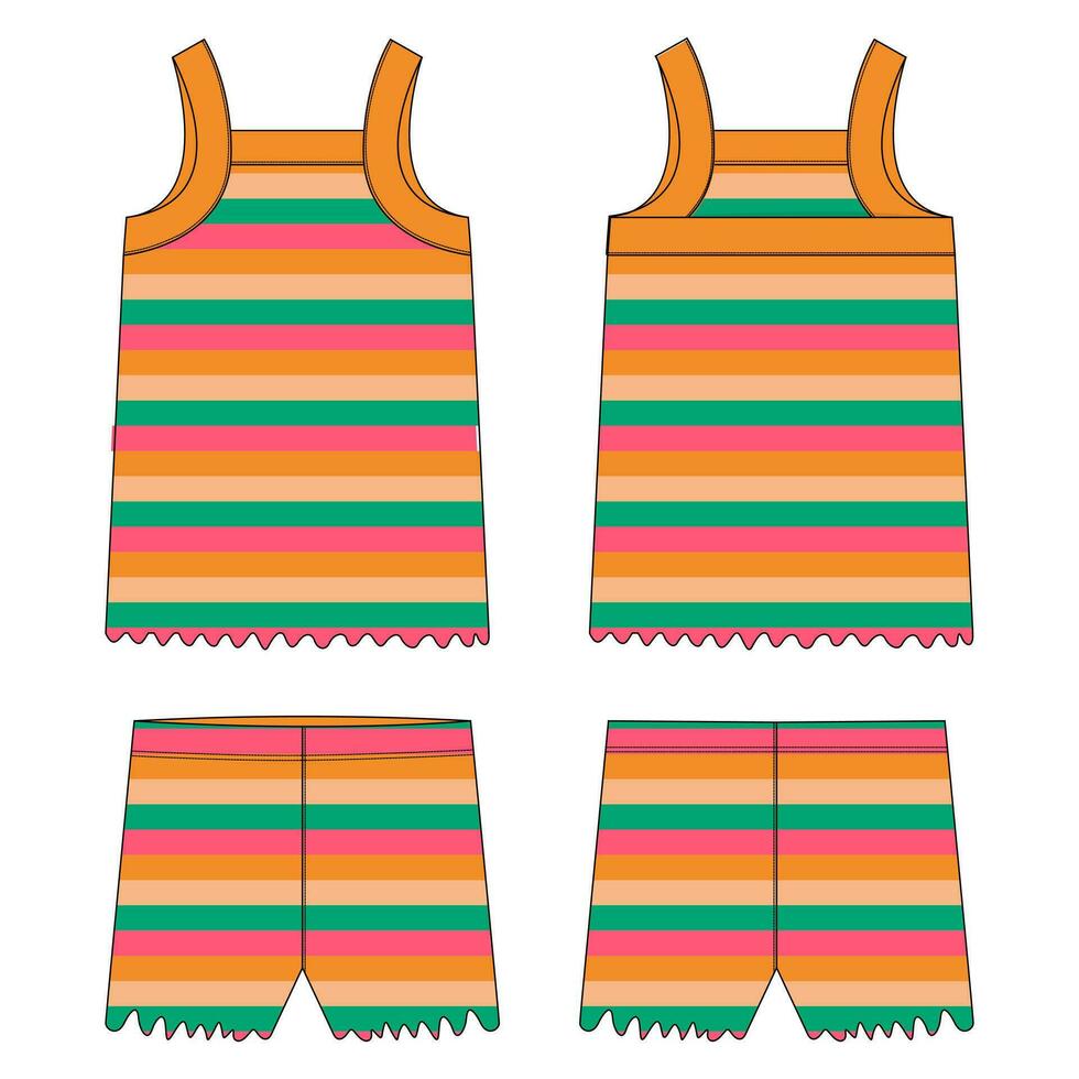 Sleeveless tops with shorts vector illustration template for kids