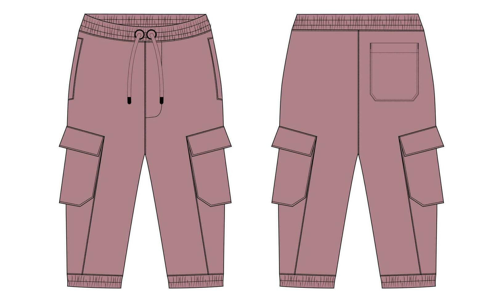 pantalones deportivos vector ilustración modelo frente y espalda puntos de vista