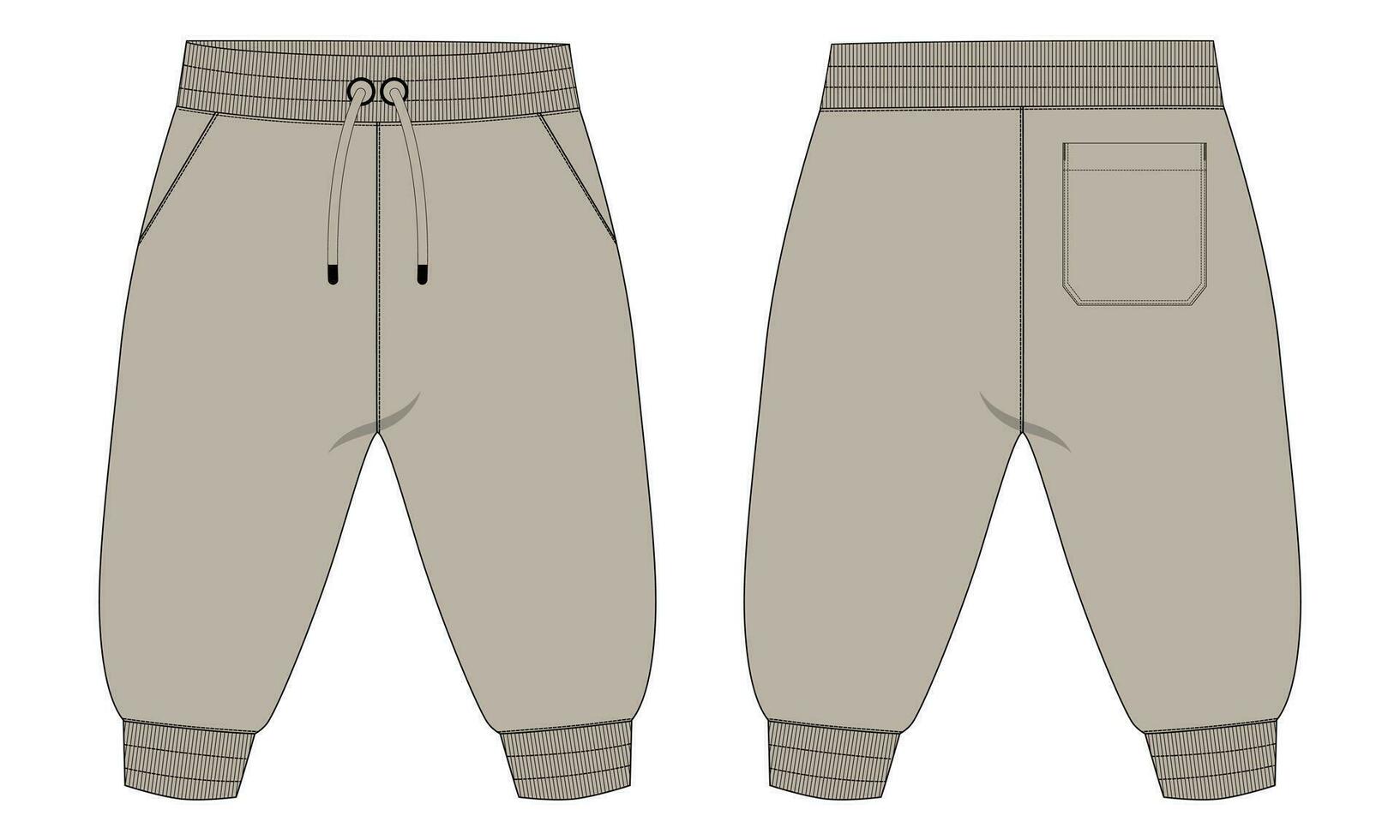 pantalones deportivos vector ilustración modelo frente y espalda puntos de vista