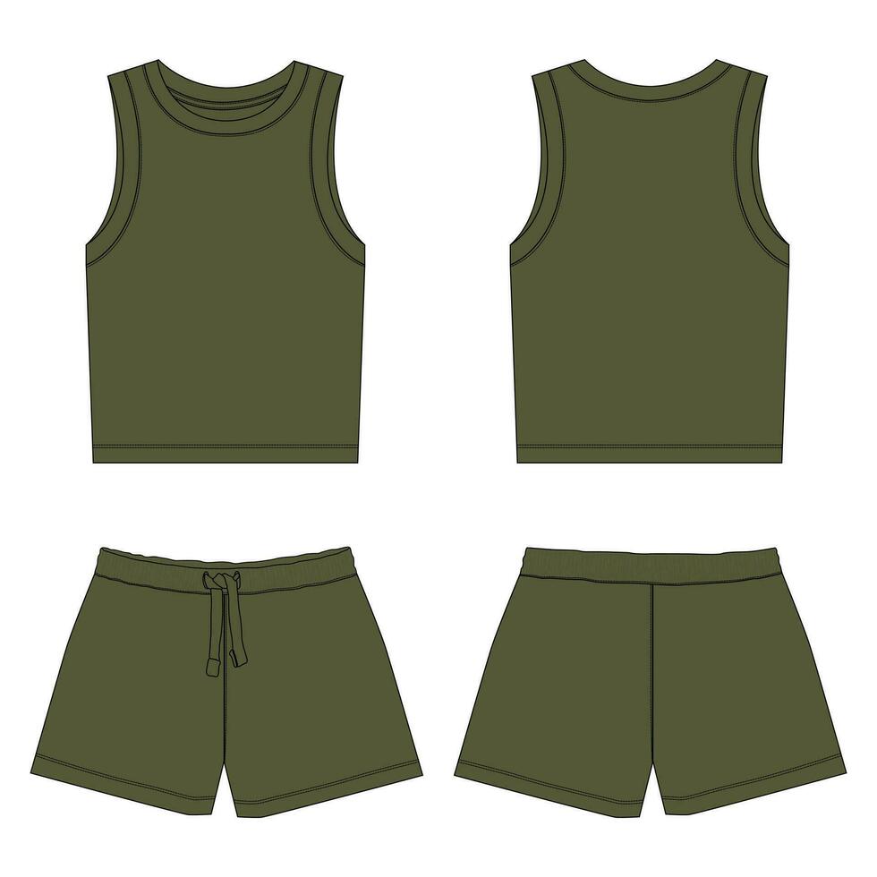 Tank tops with shorts pant vector illustration template for kids