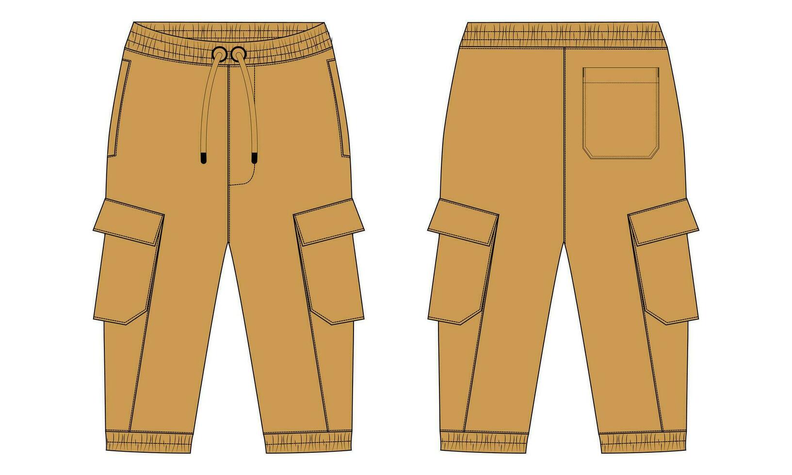 pantalones deportivos vector ilustración modelo frente y espalda puntos de vista