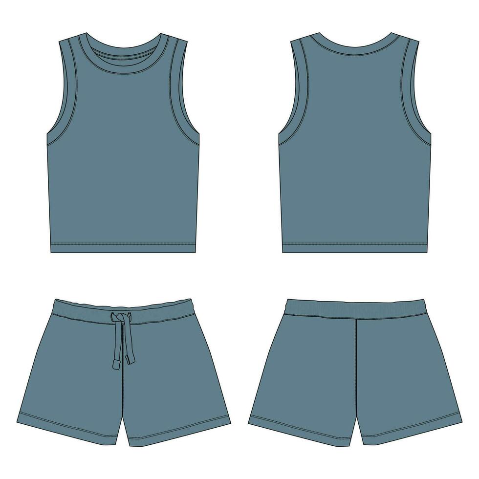 Tank tops with shorts pant vector illustration template for kids