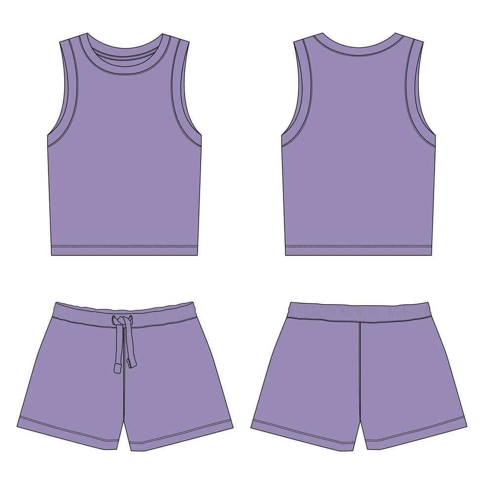 Tank tops with shorts pant vector illustration template for kids