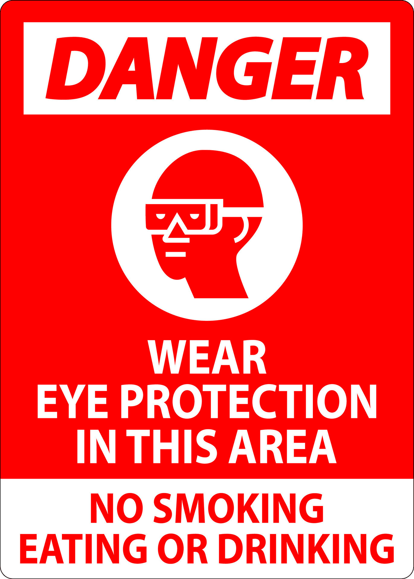 Danger Sign Wear Eye Protection In This Area, No Smoking Eating Or