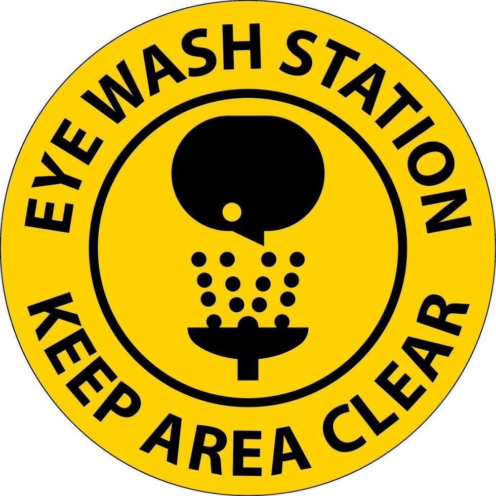 Floor Sign Eye Wash Station - Keep Area Clear vector