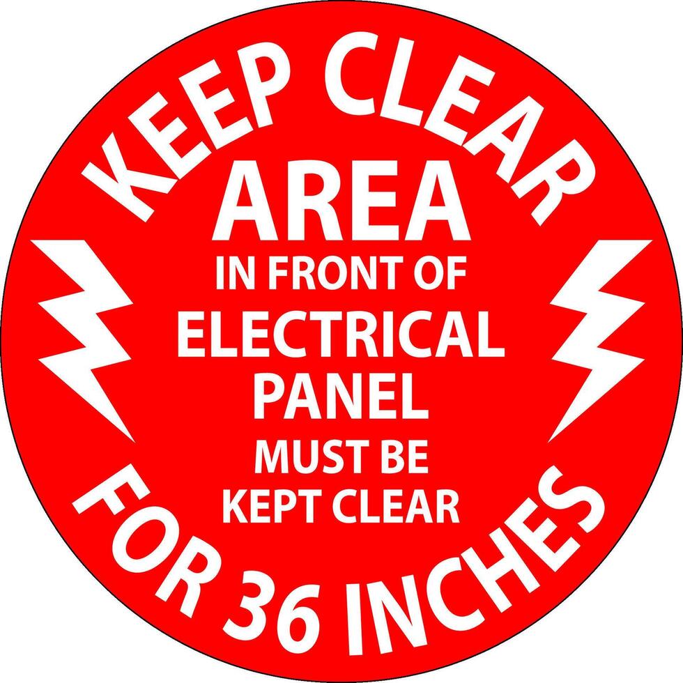 Floor Sign Keep Clear - Area In Front Of Electrical Panel Must Be Kept Clear For 36 Inches vector