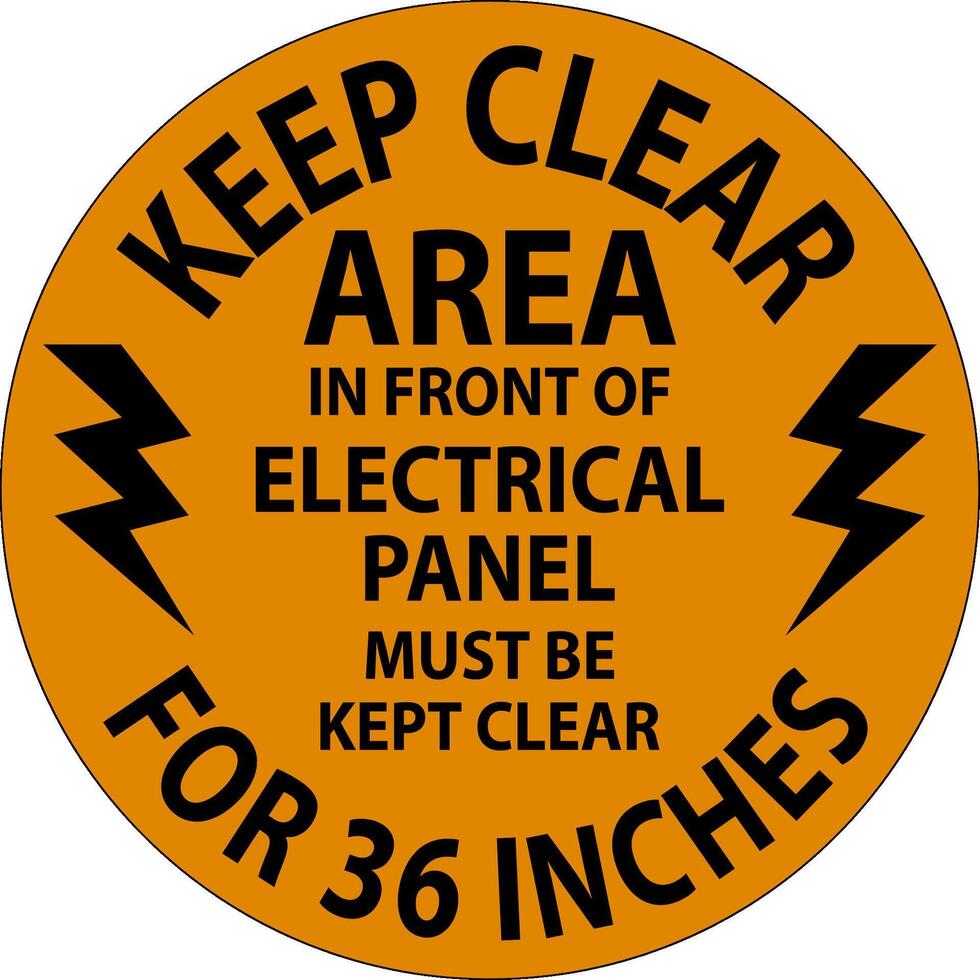 Floor Sign Keep Clear - Area In Front Of Electrical Panel Must Be Kept Clear For 36 Inches vector