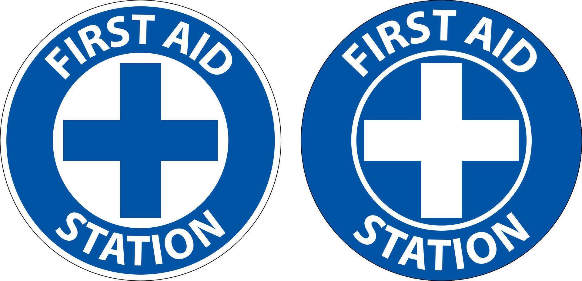 Floor Sign, First Aid Station vector