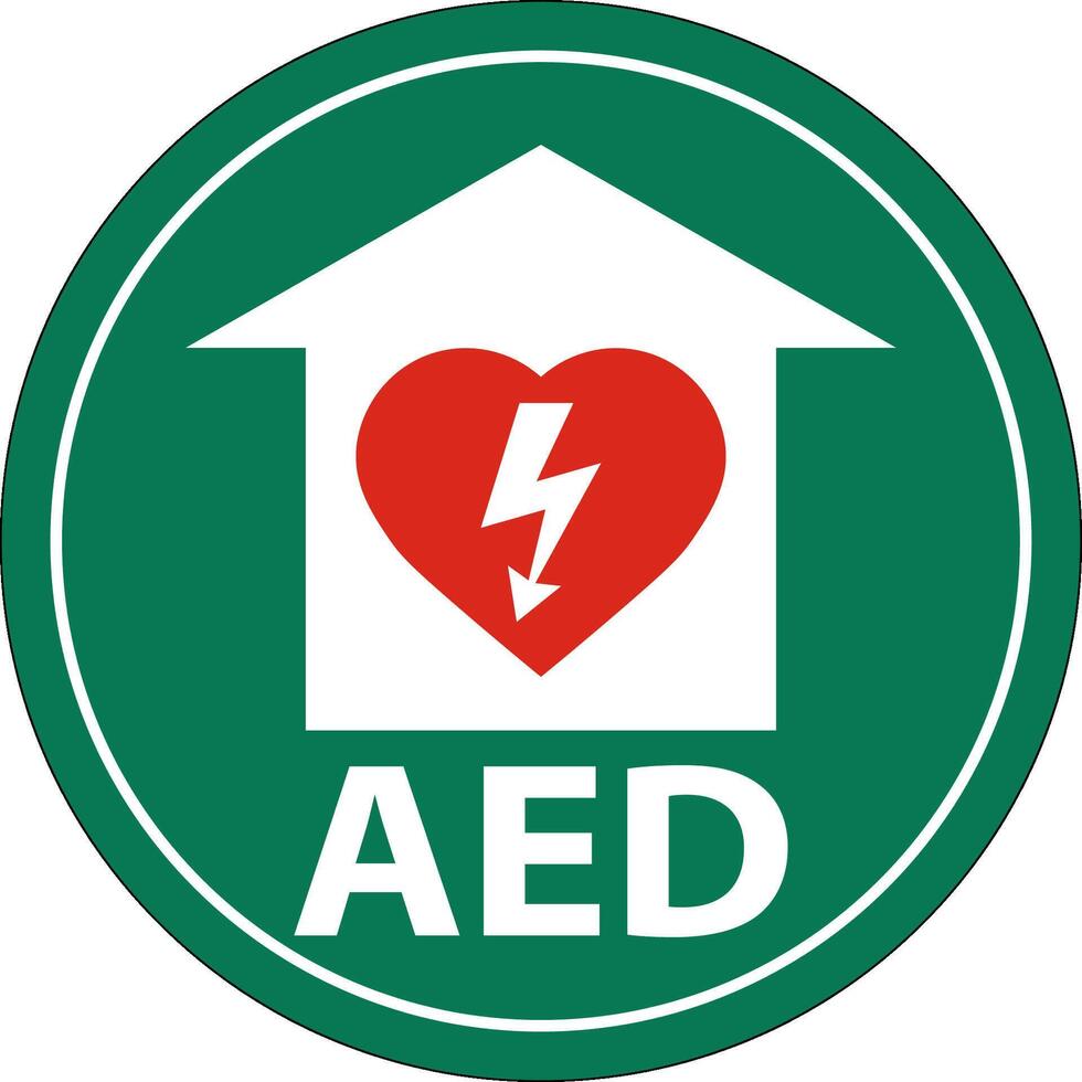 Floor Sign AED with Defib Heart, Red Border Floor Sign vector
